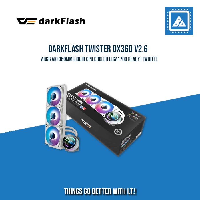 DARKFLASH TWISTER DX360 V2.6 ARGB AIO 360MM LIQUID CPU COOLER (LGA1700 READY) DARKFLASH TWISTER DX360 V2.6 ARGB AIO 360MM LIQUID CPU COOLER (LGA1700 READY)